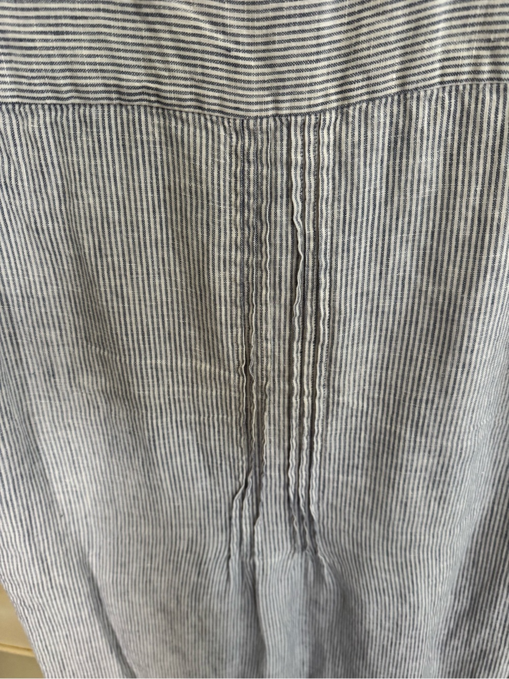 Quince Blue and White Striped Sleeveless Linen Dress - Picture 7 of 11